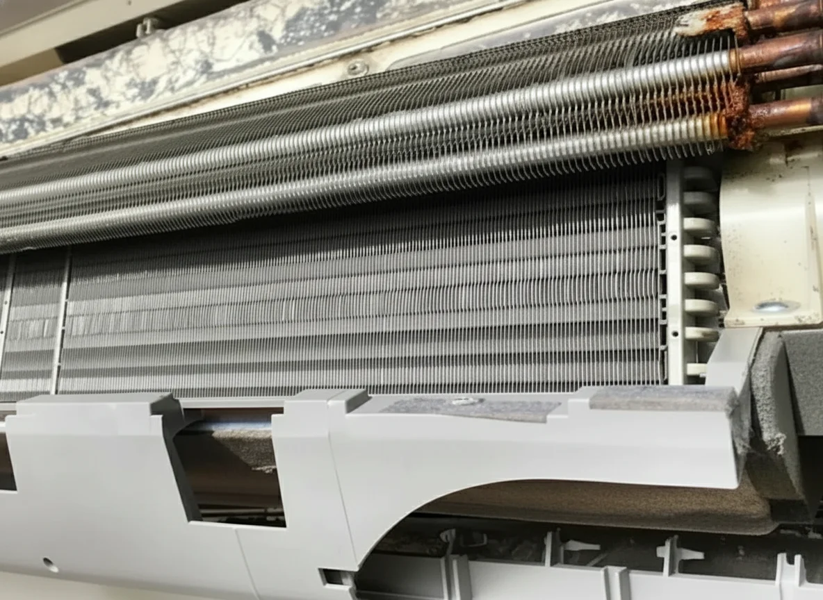 Evaporator AC bersih setelah dibersihkan