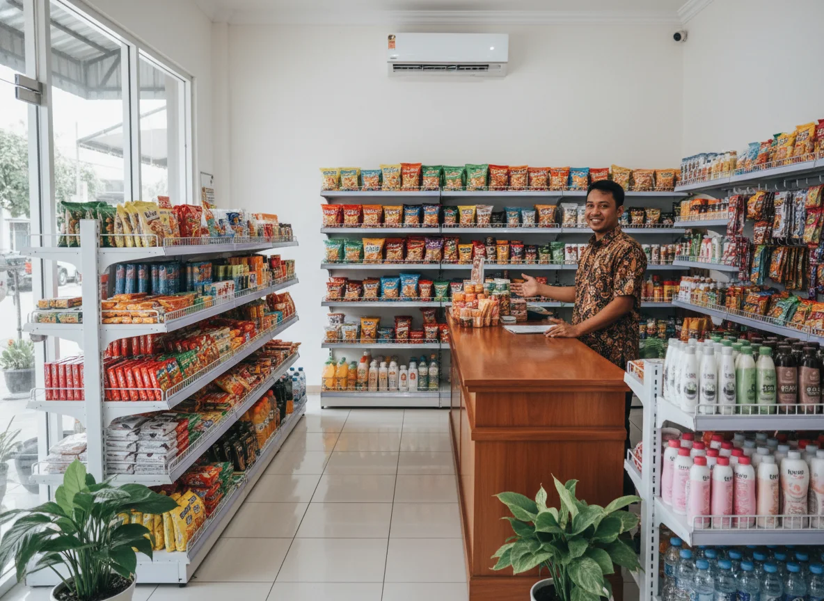 Toko sejuk dengan AC yang berfungsi baik