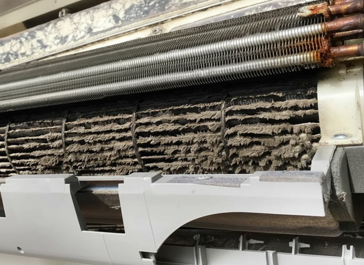 Evaporator AC kotor sebelum dibersihkan